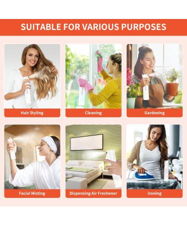 Sandiyago Continuous Water Spray Bottle 300ml Fine Mist Empty Hair Spray Bottle Plastic Water Mist Sprayer for Hairstyling Cleaning Plants Misting Essential Oil White Transparent - Buy Online on GoSupps.com