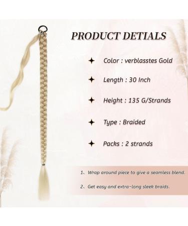Fulang Hair 2pcs Braid Ponytail Extension - Faded Gold Braided Hair Tie for Long Ponytail Art - Ideal for Women - Buy Online on GoSupps.com