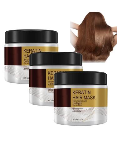 Collagen Hair Treatment 100ml Deep Repair Conditioning Argan Oil Collagen Hair Mask Essence for Dry Damaged Hair (3 Pack)