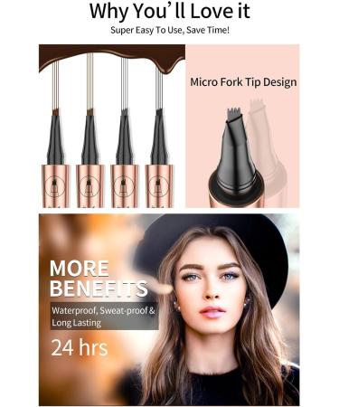 Eyebrow Pen Eyebrow Pencil with 4 Tip Create Natural Looking Brows Makeup Eyebrow Pen Eyebrow Pencil (Rose Gold) - Buy Online on GoSupps.com