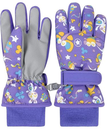 Century Star Kids Waterproof Snow Gloves | Insulated Winter Gloves for Boys and Girls | Outdoor Mittens for Skiing | Purple | Large (9-13 years) - Buy Online on GoSupps.com