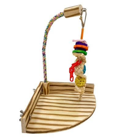 Birds LOVE TigerTail Play Gym Tabletop w Cup, Toy Hanger and Free Parrot Toy Included! - Choose Style and Size Small - Corner Cage Playgym