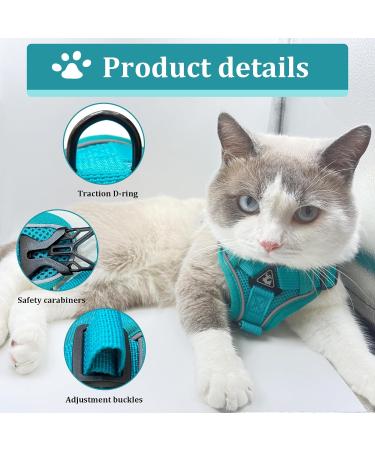 Fineasy Cat Dishes with Adjustable Leash - Outbreak-Proof Harness & Soft Cat Kitten Dog Breastware (Green S) | Shop Internationally - Buy Online on GoSupps.com