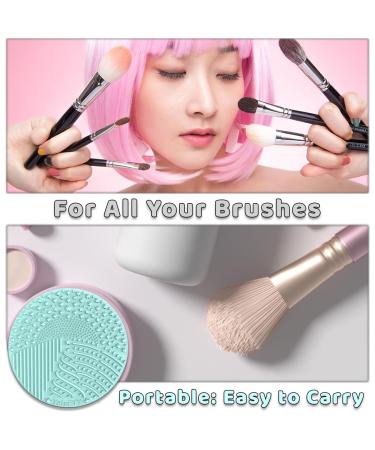 YalsFTY 2-Piece Silicone Makeup Brush Cleaner | Dual-Sided Scrubber Mat for All Brush Types | Green & Pink Cleaning Tool - Buy Online on GoSupps.com