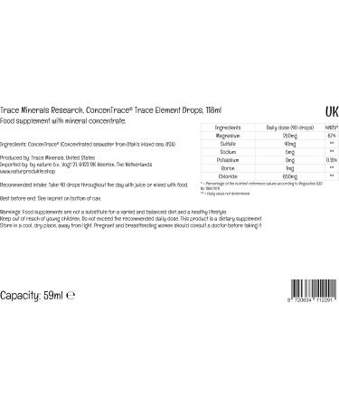 ConcenTrace Trace Mineral Drops 59ml - Lab Tested, Soy Free, Gluten Free, Vegan - Magnesium Rich Mineral Mix - Buy Online on GoSupps.com