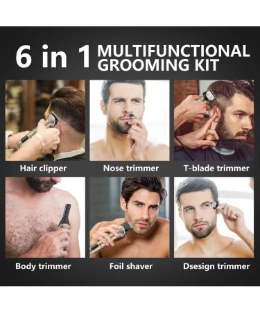 Beard Trimmer Kit for Men Professional Hair Clipper T-Blade Trimmer Beard Hair Shaver Hair Cuttint Kit Body Grooming Kit Cordless 6 in 1 - Buy Online on GoSupps.com