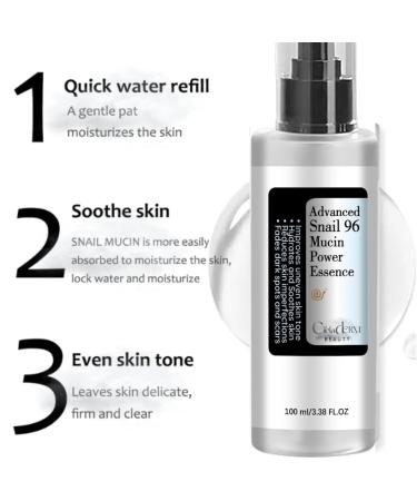 Snail Mucin 96% Power Repairing Essence - Hydrating Face Serum with Snail Secretion & Hyaluronic Acid | Barrier-Loving Formula for Radiant Skin - Buy Online on GoSupps.com