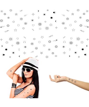 Tattoonova 8 Sheets Temporary Tattoo Men Women Adult Moon Party Favors Star Body Face Sleeve sun Fake Tattoos