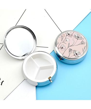 Portable Round Pill Box Organizer 3 Compartment Travel Pill Case with Ink Painting Design Perfect for Handbags & Pockets - Buy Online on GoSupps.com