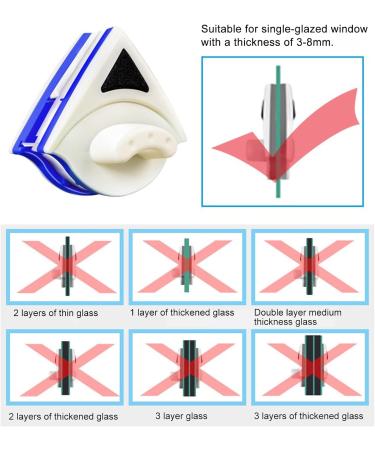 Magnetic Window Cleaner Double Side Window Cleaning Brush Glass Wiper Cleaning Tool for Double Glazed Windows with a Thickness of 3-8mm - Buy Online on GoSupps.com
