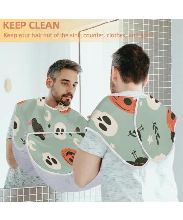 Halloween Pumpkin Crow Skull Beard Bib Apron - Non-Stick Waterproof Beard Catcher for Men Perfect Grooming Cloth with Suction Cups Ideal Gifts for Men - Buy Online on GoSupps.com