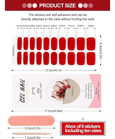 Kalolary 20Pcs Gel Nail Polish Stickers - Jujube Red Full Wraps with UV/LED Cure - Nail Strips for Women & Girls - Buy Online on GoSupps.com