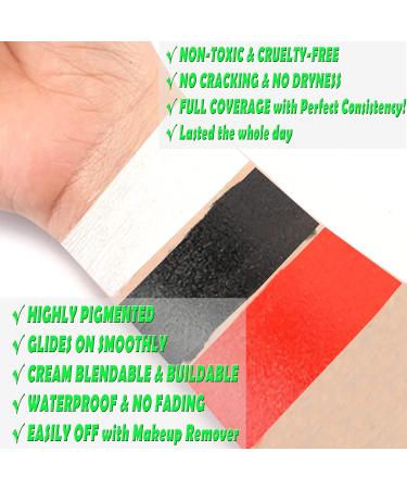 CCbeauty Clown Makeup Kit - Professional Face Paint & Brushes for Halloween SFX Cosplay | Clown White + Black + Red - Buy Online on GoSupps.com
