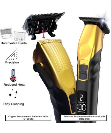 Supreme Trimmer 2-in-1 Beard Trimmer & Hair Clipper Combo | Cordless Professional Barber Tools with LCD Display & Removable Blades | STB280 Gold - Shop Now for Worldwide Shipping - Buy Online on GoSupps.com