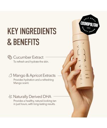 Nuda Medium BronzeFoam Self Tanning Mousse | Lightweight Fast-Drying & Streak-Free Sunless Tanner | with Hydrating Coconut Oil Cucumber Mango Apricot & Grapefruit | Easy to Apply (190mL) - Buy Online on GoSupps.com