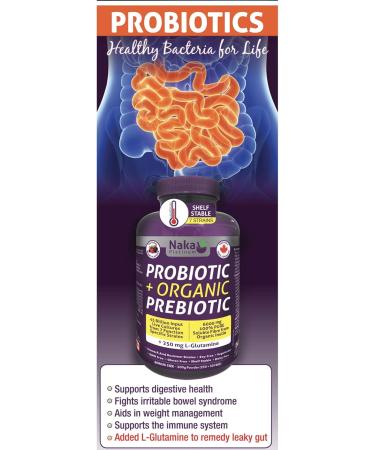 Naka Platinum Probiotic + Organic Prebiotic 45 Billion Input Live Cultures from 7 function specific strains 250 mg L-Glutamine 600 mg 100% Pure Soluble Fibre from Organic Inulin Bonus Size 300 mg Powder (250+50 Free) - Buy Online on GoSupps.com