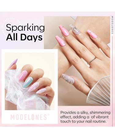 Modelones Glitter Gel Top Coat - 2-in-1 Pearl Gel Nail Polish Long Lasting Soak Off Mermaid Shimmer 10 ML Glossy Glitter Finish for Nail Art & DIY - Buy Online on GoSupps.com