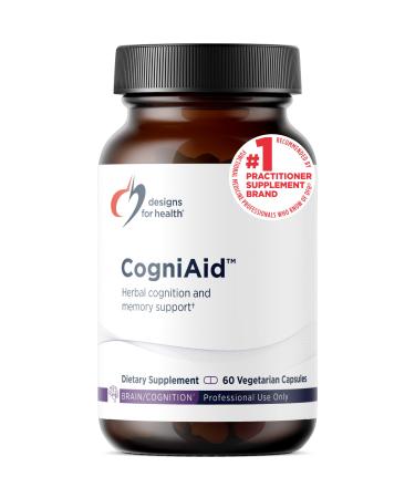 Designs for Health CogniAid - Herbal Memory + Mood Formula with Green Tea Extract Wild Blueberry + Bacopa (60 Capsules)