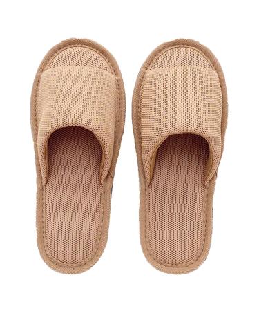 Ghyub 1 pair of environmentally friendly slippers with open toes spa house shoes unisex hotel house shoes for women and men non-one-way guest house shoes (color: Light Brown Size: 29cm/11.4inches) 29cm/11.4inches Light Brown