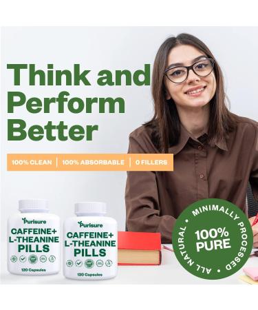 Caffeine Theanine Capsules - 100mg Caffeine + 200mg L Theanine for Energy Focus & Pre Workout | Nootropic Supplement | 120 Day Supply - Buy Online on GoSupps.com