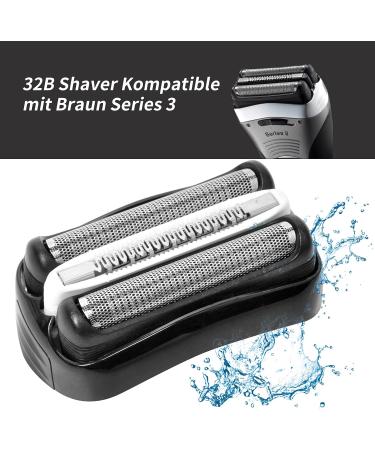 32B Shaving Head Replacement for Braun Series 3 Electric Shavers - Compatible with 3090cc 3050cc 3040s 3020 340 320 - Poweka with Cleaning Brush - Buy Online on GoSupps.com