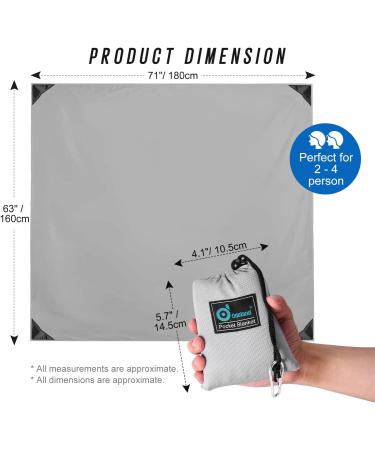 Odoland Beach Blanket: SandProof Waterproof Outdoor Pocket Blanket - Portable, Foldable, Lightweight, Quick Drying Mat for Hiking, Camping, Picnics - Gray 27.5 x 43.3 - Buy Online on GoSupps.com