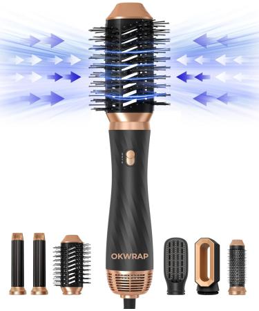 6 in 1 Air Styler - Versatile Airstyler with 6 Attachments for Drying Smoothing Curling & Volume - Black | Perfect for All Hair Types - Buy Online on GoSupps.com