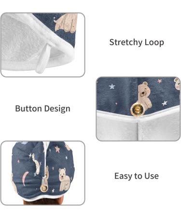 Starry Sky Bears Hair Towel 2 Pack | Super Absorbent Quick Dry Hair Turbans - Perfect for Women & Girls - Buy Online on GoSupps.com