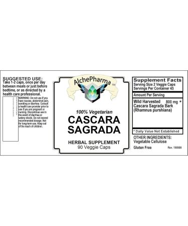 Cascara Sagrada Bark Wild Harvested (Rhamnus purshiana Bark) 400 mg. per Veggie Cap 90 Count (Pack of 1) - Buy Online on GoSupps.com