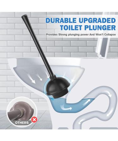 2-in-1 Toilet Plunger and Brush Set with Ventilated Holder - Heavy Duty Bathroom Cleaning Combo in Modern Caddy Stand (Black) - Buy Online on GoSupps.com