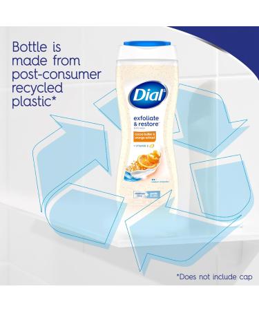 Dial Body Wash Exfoliate & Restore Cocoa Butter & Orange Extract 16 Fl Oz Pack of 4 With Vitamin E Gentle Leaves Skin Feeling Nourished Dermatologist-Tested No Parabens & Sulfates - Buy Online on GoSupps.com