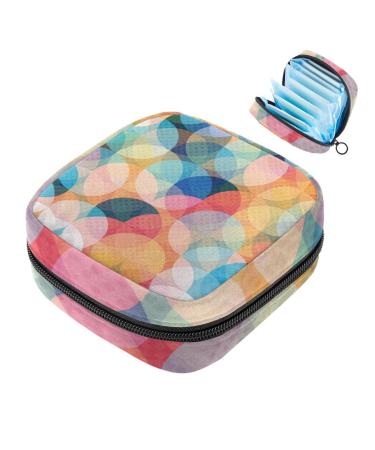 Women's binding-up bags Colorful circle pattern women tampon storage bag tampon storage bag zip pockets menstrual tied bags multi12