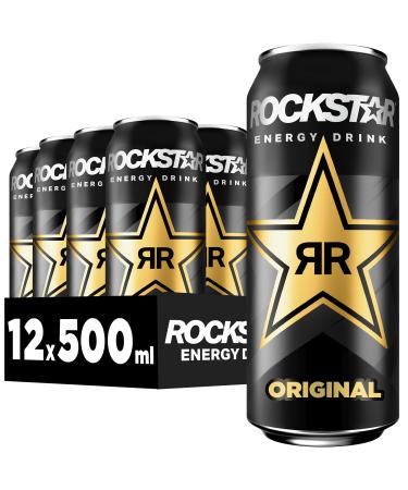 Rockstar Energy Drink Original - Kaffein -containing soft drink for the energy kick disposable (12 x 500ml) (packaging design may deviate)