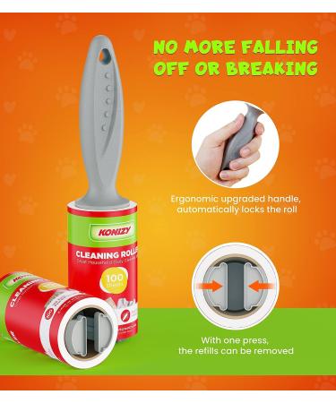 KONIZY Pet Hair Lint Roller Mega Value Set - 500 Sheets, 2 Handles, 5 Rollers - Portable Dog & Cat Hair Remover for Clothes, Furniture, Carpet - Extra Sticky Red Sheets - Buy Online on GoSupps.com