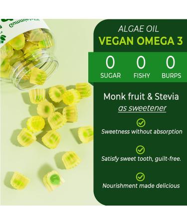 Omega 3 Gummies 2200mg from Algae Oil (DHA 640mg & EPA 290mg) for Women & Men, Vegan Omega 3 Fish Oil Alternative, w/CoQ10, Astaxanthin, Vitamin A, E, D3 for Brain, Eye, Antioxidant, Sugar Free, 1Pack 60 Count (Pack of 1) - Buy Online on GoSupps.com
