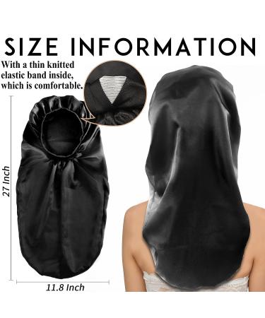 2Pcs XL Satin Bonnet Set for Sleeping | Soft & Comfortable Hair Bonnets for Women | Black+Indigo Pattern - Buy Online on GoSupps.com