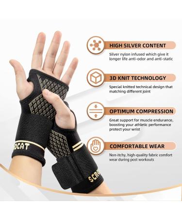 Scrodcat Silver Wrist Compression Bands - 4 Pieces for Carpal Tunnel & Arthritis Pain Relief - Adjustable with Thumb Loop for Men & Women - Set M - Buy Online on GoSupps.com