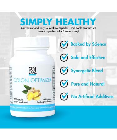 Yes You Can! Probiotics Colon Optimizer - Organic Gut Health Supplement with Ginger & Peppermint, 30 Capsules - Buy Online on GoSupps.com