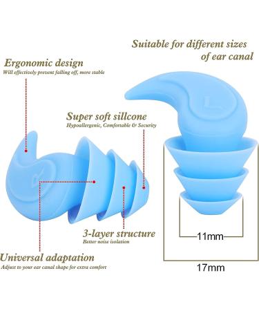 Reusable Noise Canceling Ear Plugs for Sleeping, Swimming, Concerts & Airplanes - 3 Colors (Black/Pink/Blue) - Waterproof Silicone - Buy Online on GoSupps.com