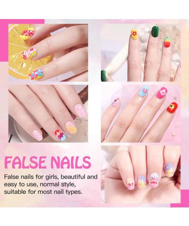 Scettar 120 Pieces Kids False Nails Kids Stick On Nails Kids Press on Nails Children Press on Fake Nail Artificial Nail Tips Full Cover Short False Fingernails for Girls Kids - Buy Online on GoSupps.com