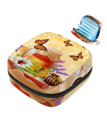 Butterfly insects with honey ladies bandage storage bag menstruation pad bag pocket portable menstrual cup pocket with zip for teenagers girls women women