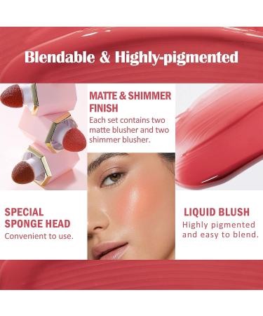 U-Shinein 4Pcs Liquid Blush Set - Smooth Cream Blush with Soft Applicator | Long-Lasting Waterproof Skin Tint Makeup for Women & Girls - Buy Online on GoSupps.com