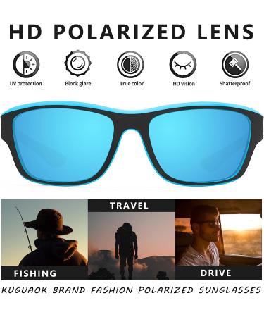KUGUAOK Polarized Sports Sunglasses for Men - Blue Mirror | 100% UV Protection - Buy Online on GoSupps.com