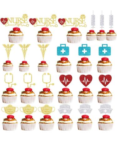 Bejotaa 24 PCS Nurse Cupcake Toppers Medical Picks Rn Theme Nursing Nurse School Graduation Party Decorations (Nurse 24pcs) - Buy Online on GoSupps.com