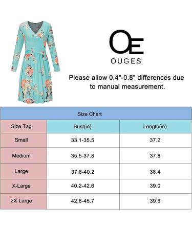 OUGES Womens V-Neck Maternity Nursing Dress with Pockets - Long Sleeve Floral D - Buy Online on GoSupps.com
