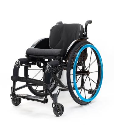 Folding All-Terrain Lightweight Sports Wheelchair Folding Transport Wheelchair Lightweight Foldable Wheelchair Portable Folding Wheelchairs Aluminum Alloy Wheelchair Anti-Tip Wheels(Size:42cm/16.5in C 42cm/16.5in Blue