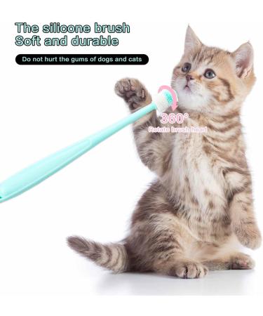2-Piece Dog & Cat Toothbrush Set | 360 Soft Silicone Pet Dental Care for Deep Cleaning - Pink/Green - Buy Online on GoSupps.com