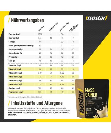 Isostar Mass Gainer Powder - Vanilla Flavour 700g (14 Drinks) | High-Protein Supplement for Muscle Gain - International Shipping Available - Buy Online on GoSupps.com