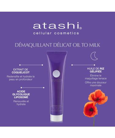 Atashi Supernight Cleansing Milk-Oil | Clean Soft and Hydrated Skin | Redensifies and Brightens | Liposomal Glycolic Acid | Gelled Rice Oil. 75 ml - Buy Online on GoSupps.com