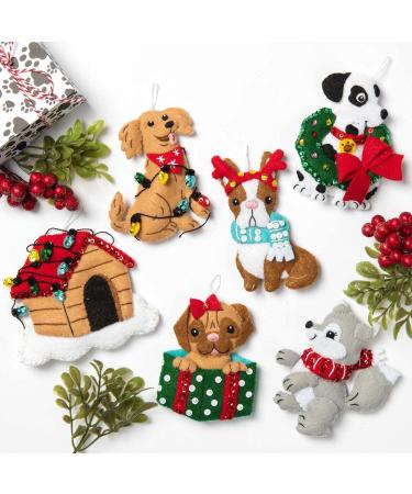 Bucilla Christmas Dogs Felt Applique Ornament Kit - Set of 6 | Holiday Craft Supplies - Buy Online on GoSupps.com